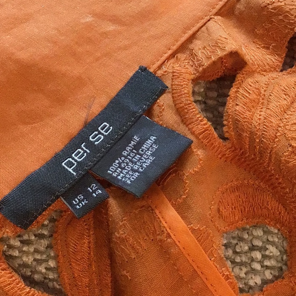 per se zip front half sleeve cutout/applique jacket, orange, size 12 - Picture 9 of 9
